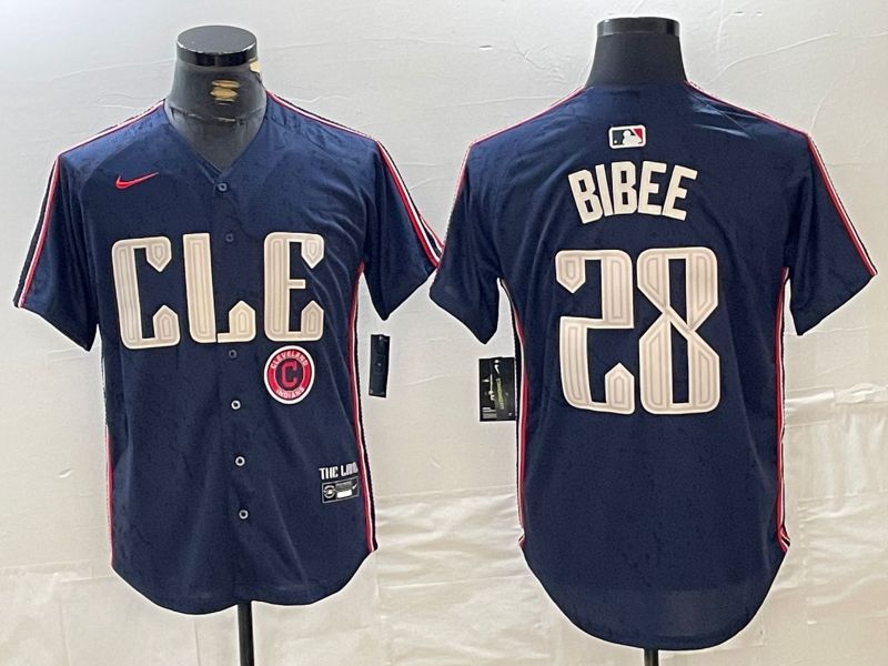Men Cleveland Indians #28 Bibee Blue City Edition Nike 2024 MLB Jersey style 4->cleveland indians->MLB Jersey